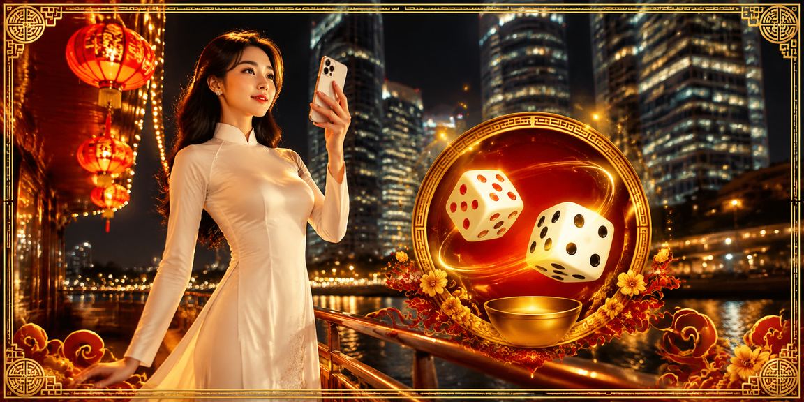Bàn xúc xắc tài xỉu phong cách cổ điển tại Hà Nội với áo dài truyền thống Việt Nam