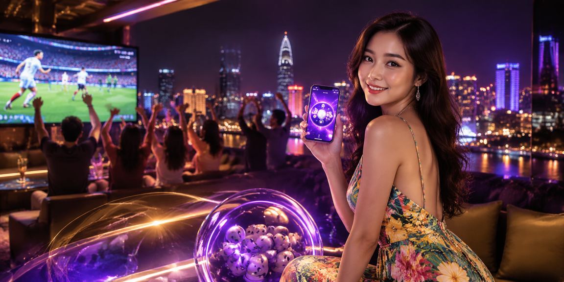 Góc phố TP.HCM về đêm với bảng đèn neon xổ số và không khí giải trí sôi động