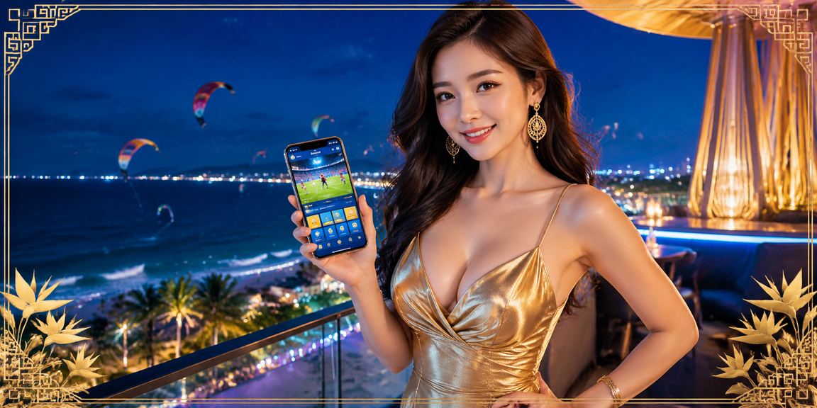 Người dùng tại Mũi Né xem thông tin tiền thưởng cá cược trên điện thoại bên bờ biển